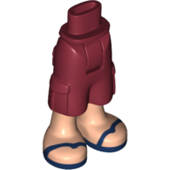 Minidoll Hips and Cargo Pants with Light Nougat Legs and Dark Blue Sandals Print Dark Red