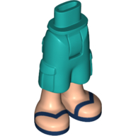 Minidoll Hips and Cargo Pants with Light Nougat Legs and Dark Blue Sandals Print Dunkeltürkis