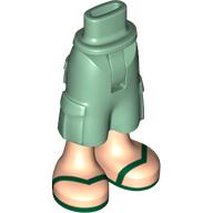Minidoll Hips and Cargo Pants with Light Nougat Legs and Dark Green Sandals Print Sand Green