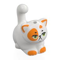 Animal, Cat, Chubby with Orange Spots, Olive Green Eyes, Grumpy print (Churro) Weiß
