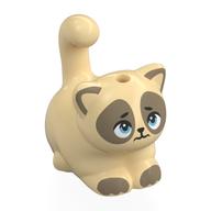 Animal, Cat, Chubby with Dark Tan Face, Toes, Bright Light Blue Eyes print Beige