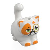 Animal, Cat, Chubby with Olive Green Eyes, Orange Fur, Black Mustache print Weiß