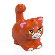 Animal, Cat, Chubby with White Face, Paws, Green Eyes, Bright Pink Ears, Nose print Rotorange