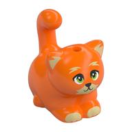 Animal, Cat, Chubby with Bright Light Yellow Ears, Paws, and Mouth, Lime Eyes Print (Poundcake) Orange