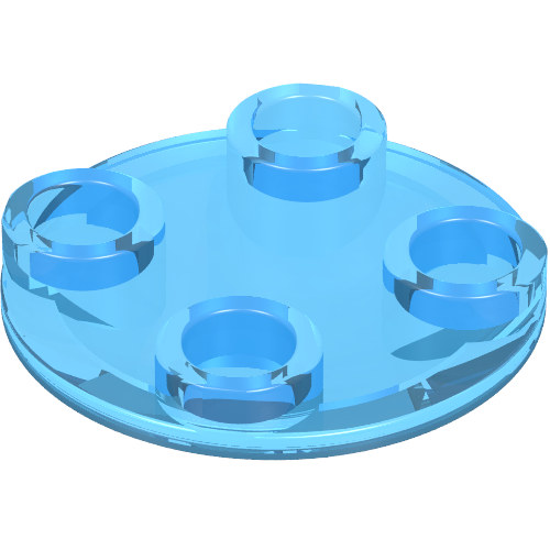 Plate Round 2 × 2 with Rounded Bottom [Boat Stud] Trans-Medium Blue