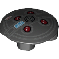 Plate Round 2 × 2 with Rounded Bottom [Boat Stud] with Proton Pack Print Black