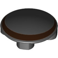 Plate Round 2 × 2 with Rounded Bottom with Reddish Brown Crescent Print Black