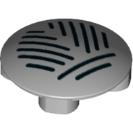 Plate Round 2 × 2 with Rounded Bottom with Dark Blue Stripes print Light Bluish Gray