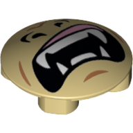 Plate Round 2 × 2 with Rounded Bottom [Boat Stud] with Gorilla Face Print Tan