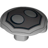 Plate Round 2 × 2 with Rounded Bottom with Black Octangle, DBG field, White Eyes print Hellblaugrau