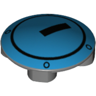 Plate Round 2 × 2 with Rounded Bottom with Dark Azure Background and Black Circle and Rectangle Print Dark Bluish Gray