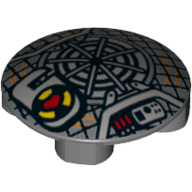 Plate Round 2 × 2 with Rounded Bottom [Boat Stud] with Ghostbusters Reboot Proton Pack Print Dark Bluish Gray