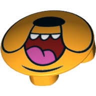 Plate Round 2 × 2 with Rounded Bottom [Boat Stud] and Dog Nose and Mouth Print Bright Light Orange