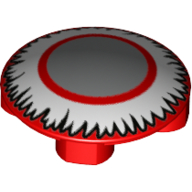 Plate Round 2 × 2 with Rounded Bottom with Light Bluish Grey Circle, Red Circle, White Ruffles Rot