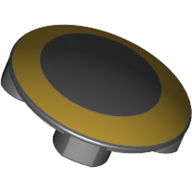 Plate Round 2 × 2 with Rounded Bottom with Gold Edge (Owl Eye) in Schwarz