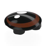 Plate Round 2 × 2 with Rounded Bottom [Boat Stud] with Eyes, Reddish Brown Iris White Pupil print Schwarz