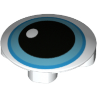 Plate Round 2 × 2 with Rounded Bottom [Boat Stud] with Blue Eye, Black Pupil print Weiß