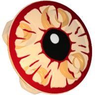 Plate Round 2 × 2 with Rounded Bottom [Boat Stud] with Bloodshot Eye and Black Pupil Print Transparent-Orange