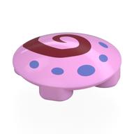 Plate Round 2 × 2 with Rounded Bottom [Boat Stud] with Medium Lavender Dots, Dark Red Swirl print Leuchtrosa