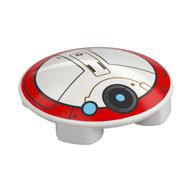 Plate Round 2 × 2 with Rounded Bottom with Droid, Red Border, Black/Gold Lines print (L0-LA59) White