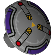 Plate Round 2 × 2 with Rounded Bottom with Medium Lavender, Red, Bright Orange Mechanical Print