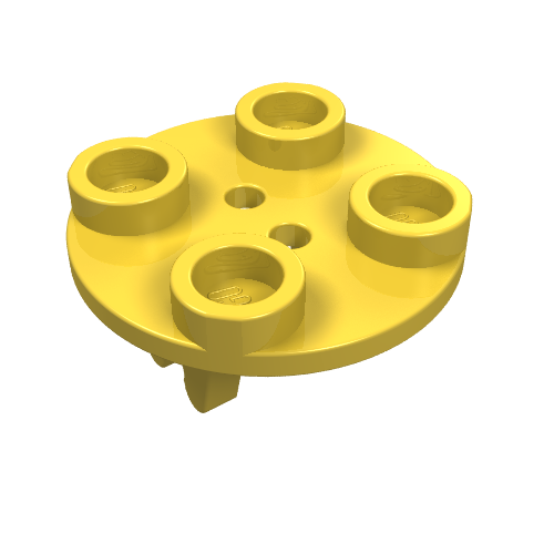 Wheel Holder, Plate, Round 2 × 2 Thin with Clips Yellow