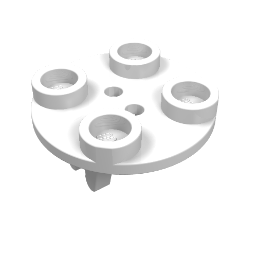 Wheel Holder, Plate, Round 2 × 2 Thin with Clips Weiß