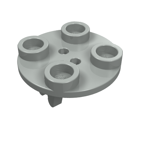 Wheel Holder, Plate, Round 2 × 2 Thin with Clips Hellgrau