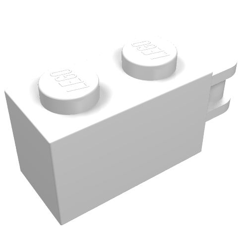Brick Special 1 × 2 with Vertical Closed Handle Inset from Edge Weiß