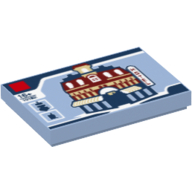 Tile 2 × 3 with Cafe Corner Lego Set Box Pattern Bright Light Blue