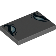 Tile 2 × 3 with 2 Medium Blue Eyes, Black Eye Lids print Dark Bluish Gray