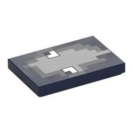 Tile 2 × 3 with Pixelated Squid Face print Dunkelblau