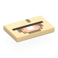 Tile 2 × 3 with Pixelated Orange Eye Print Beige