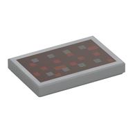 Tile 2 × 3 with 8 Silver Squares and Reddish Brown Squares on Dark Brown Background Print Light Bluish Gray
