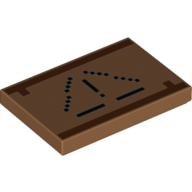Tile 2 × 3 with Pixelated Black Dots, Reddish Brown Lines Print in Mittelnougat