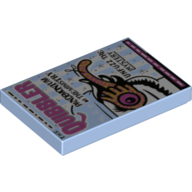 Tile 2 × 3 with 'QUIBBLER' Newspaper Print Bright Light Blue