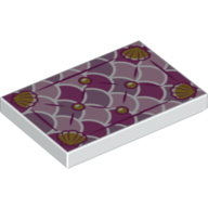 Tile 2 × 3 with Cushion, Sea Shells, Pink, Purple Circles print White