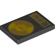Tile 2 × 3 with Gold Record 'Everything Is Awesome' Print Schwarz