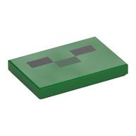 Tile 2 × 3 with Three Rectangles, Pixelated Creeper Face Print Green