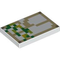 Tile 2 × 3 with Pixelated Green, Tan, and Yellow Squares Print White