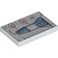 Tile 2 × 3 with Rocket Blueprint Print White