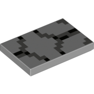 Tile 2 × 3 with Pixelated Dark Bluish Gray and Black Squares print Light Bluish Gray