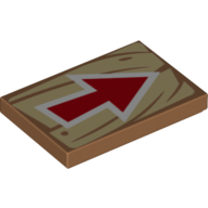 Tile 2 × 3 with Red Arrow on Wooden Background Print Medium Nougat