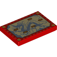 Tile 2 × 3 with Map with Dragon Shape Print in Red
