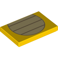 Fliese 2 × 3 mit beigen Streifen im Oval (bedruckt) (Koopa-Bauch) in Gelb