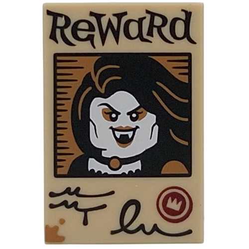 Tile 2 × 3 with Wanted Poster, 'REWARD', Vampire print Beige