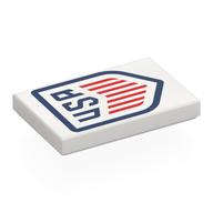 Tile 2 × 3 with Dark Blue Shield, 'USA', Red Stripes print White