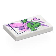 Tile 2 × 3 with Chameleon (Pascal) in Pink/Lavender Dress print White