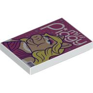 Tile 2 × 3 with 'MISS PIGGY', Pig print White