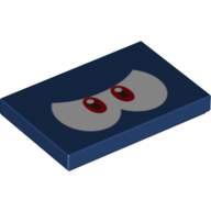 Tile 2 × 3 with White Eyes, Red Pupils Angry print Dunkelblau